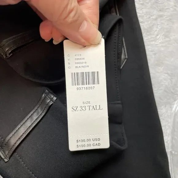 Maeve Colette Pants Womens 33T Black Cropped Wide Leg Merrick White NWT $130 - Picture 7 of 11